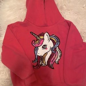 Pink themed Unicorn hoodie.